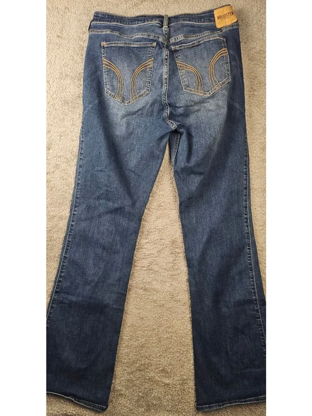 Hollister Women’s Flare Bootcut Jeans Dark Wash Distressed Denim Size 17L
